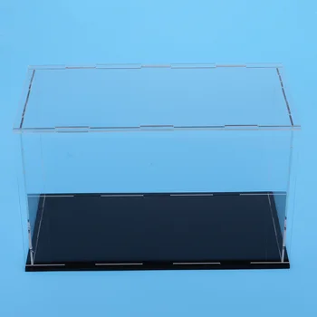 Klar Akryl Display Sag Rack Kasse Cube Arrangør Stå & Sort Base til Dukker eller Samleobjekter Model Legetøj - 23 x 11 x 11 cm 28750