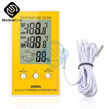 DC105 LCD Digital Termometer Temperatur Luftfugtighed Meter Hygrometer Indendørs Udendørs Meteo Vejr Station diagnoseværktøj