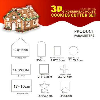 10 Stykker Sæt til Rustfrit Stål, Kiks Model Jul Rustfrit Stål 3D Cookie Honningkager Cookie form Cookie Stempel