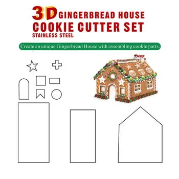 10 Stykker Sæt til Rustfrit Stål, Kiks Model Jul Rustfrit Stål 3D Cookie Honningkager Cookie form Cookie Stempel