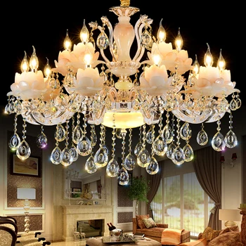 Fransk luksus krystal lysekrone stue, soveværelse Belysning i Hjemmet luksus imiteret jade lampe til soveværelset lysekrone suspension 29455