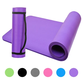 10mm NBR Yoga Måtten med Gratis Bære Reb 183*61cm, Non-slip Tyk Pad Fitness Pilates Mat til Udendørs Fitness Motion Fitness XA163A