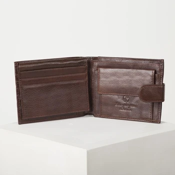 Mænd ' s wallet, 2 sektioner på flappen, brun