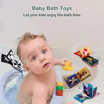 Beiens Baby Bøger 6STK Sort Hvid Klud Bog for Tidlig Pædagogisk Legetøj Blød Stille Book Badekar Toy Børn Læring Montessori