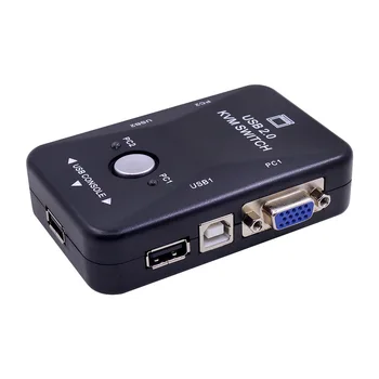 2-port KVM switch manuel VGA switch med USB-tastatur og mus switch to i én ud