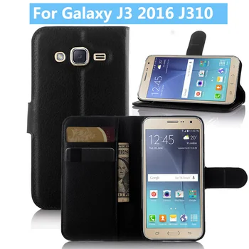 For Samsung Galaxy J3 2016 J310 Flip Læder Phone Case for Samsung Galaxy J3 2016 Book Stil Tegnebog Stå Flip Case