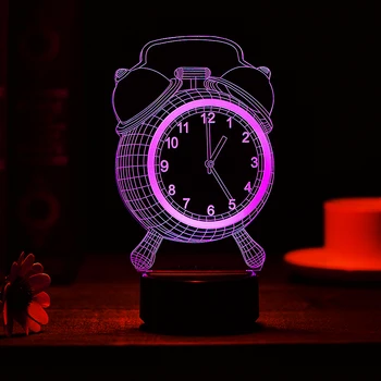 7 Farve Skiftende Tryk Vækkeur 3D Farverige Nat Lys Mærkelige Stereoskopisk Visuel Illusion Lampe LED-Lampe Lys Indretning Ny
