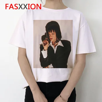 Pulp fiction t-shirt kvinder mia sjove hip hop kawaii vintage tshirt kvindelige nye mode Print-O-Neck t-shirt tøj