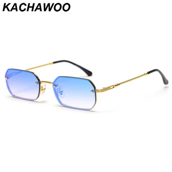 Kachawoo rektangel solbriller mode kvinde, blå rød mirror linse retro solbriller til mænd, små metal stel Summer i høj kvalitet