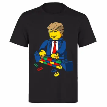 LEGO TRUMP LADER BYGGE EN MUR FORMAND DONALD TRUMP UNISEX SORT PH50 T-SHIRT Cool Casual stolthed t-shirt mænd Unisex Fashion