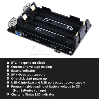 52Pi Oprindelige 18650 UPS Med RTC & Coulometer Pro Strømforsyning Enhed Udvidet To USB-Port til Raspberry Pi 4 B / 3B+/ 3B