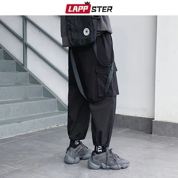 LAPPSTER Herre Bånd Store Lommer, Joggere Bukser 2020 Herre Japansk Streetwear Sweatpants Mandlige Harajuku Sort Hip Hop Cargo Bukser