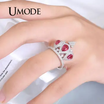 UMODE Crown Ringe til Kvinder, Piger Bryllup Smykker forlovelsesringe Pink Krystal CZ Finger Ringe Trendy Tilbehør Gratis UR0590 30988