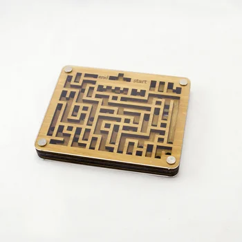 Træ-Kongming låser Skrivebordet Dobbelt-sidet Labyrint Balance kuglebane Hånd Labyrint Pædagogiske Stamceller Toy Gave til Børn og Voksne