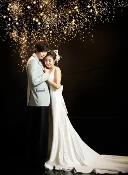200*300cm(6.5*10ft) bryllup studio baggrund sort romantisk baggrund fyrværkeri lys bruden tæt-op til studio 31101