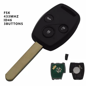 Jingyuqin FSK 433MHZ Med ID46 Chip 2/3 Knapper Fjernbetjening Bil Key Fob For Honda Cr-V Civic Indsigt Ridgeline Overenskomst 31156