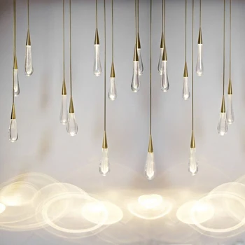 Guld dråbe Vand Crystal Kreative Vedhæng Lys i Europæisk stil, Luksus LED-Lamper Moderm Glas Indendørs Belysning Restaurant 3159