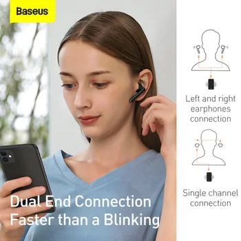 Baseus W05 TWS Bluetooth-Hovedtelefoner, Trådløse 5.0 Øretelefoner IP55 Vandtæt HD Stereo Øretelefoner Støtte Qi Trådløs Opladning
