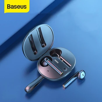 Baseus W05 TWS Bluetooth-Hovedtelefoner, Trådløse 5.0 Øretelefoner IP55 Vandtæt HD Stereo Øretelefoner Støtte Qi Trådløs Opladning