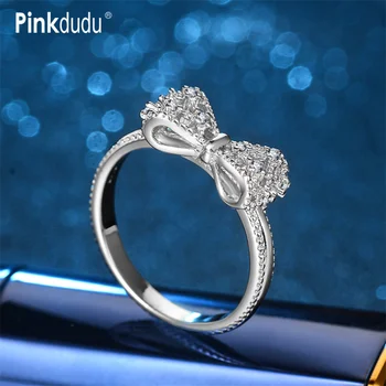 Pinkdudu Hvide Funklende Zirkonia Krystal Finger Ringe Sløjfeknude Design Bijoux Fashion Ringe til Kvinder Bryllup PD032 31836