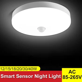 Bevægelses-Sensor Night Lights Led Lampe med bevægelsessensor, Loft Nat Lampe AC85-265V 15/20/30/40W Pære til Toilet Belysning i Hjemmet 31870