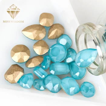 Nye prouduct 50stk/pak pointback negle bore havet blå Moka rhinestones 202MK høj kvalitet glas, krystal nail art