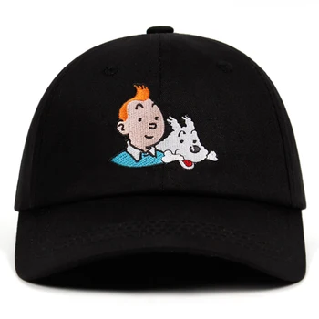 Bomuld TinTin Far hat Broderet Baseball Cap Brugerdefinerede Les Aventures de Tintin et Milou Justerbar Aventures de Tintin