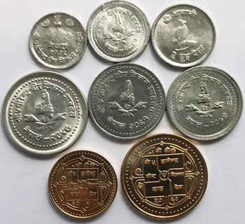 Nepal Komplet Sæt 8 Stykker Ægte Mønter Fast Oprindelige Mønt