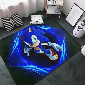 Anime-Sonic the Hedgehog Tæppe Anti-Skid Område gulvmåtte 3D Tæppe, Non-slip Kids Mat Spisestue Stue Soveværelse Tæppe Soft