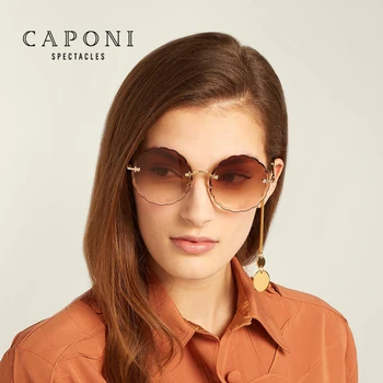 CAPONI Uindfattede Solbriller Kvinder 2020 Rosie Blomst Formet Rundt Kvinders Mode Briller Trendy Vintage Designer Eyewear J118
