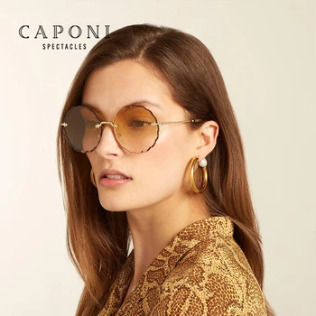 CAPONI Uindfattede Solbriller Kvinder 2020 Rosie Blomst Formet Rundt Kvinders Mode Briller Trendy Vintage Designer Eyewear J118