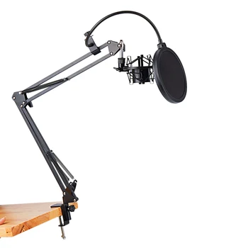 Hot TTKK NB-35 Mikrofon Scissor Arm Stå og Tabel monteringsklampe&N Filter Forrude Skjold & Metal Mount Kit