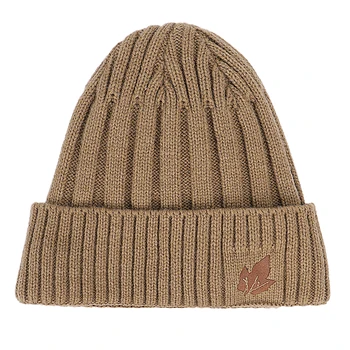 2019 Nye Mode Mænds Vinter Strik Hue Tørklæde Mærke Maple Leaf Tyk Foring Plus Velvet casual hat ensfarvet Blød Kasket Bonnet