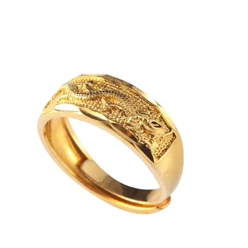 Udskåret Kinesiske Drage Kobber Ring Bands For Mænd Wide Mode Guld Ring Smykker 32860