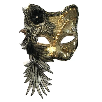 Ny Japansk Fox Maske Broderier Og Kniplinger Kat Halve Ansigt Maske Halloween Cosplay Dyremasker Bold Parti Carnival Maske Tilbehør 32886