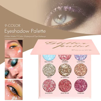 9-farve Glitter Øjenskygge Palette Pige Diamant Eyeshadow Waterproof Eye Makeup Foråret Falder Diamant Pailletter Eyeshadow Pink