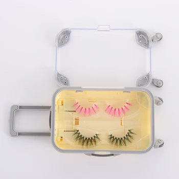 Nyt Design, Mini Farve Plast Vogn Pack Falske Øjenvipper Max Bagage Vipper Kuffert Luksus Satin Lash Tilfælde Tomme Eyelash Sag