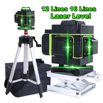 3D-4D-Laser-Niveau 360 Rotere Automatisk Selv-Nivellering Grønne Linje Laser Laser målebånd Vertikal & Horisontal Foranstaltning Værktøj
