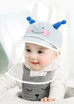 2020 forår sommer Baby dreng Pige solhat Bomuld børn Børn smileBucket Cap Spædbarn Øje ansigtsskærm Beskyttelse Anti-spyt maske