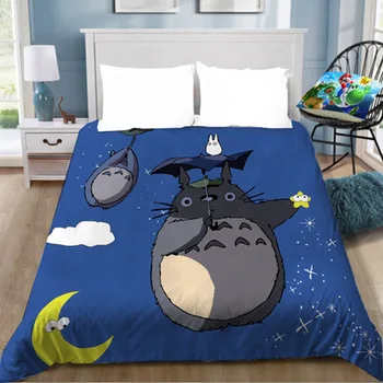 Lagen Totoro Anime Print Tegnefilm Flad Seng Ark Sæt til Børn Gaver, Børn, Rum Udsmykning Hjem Sengetøj Sengetøj Sengetøj 33474
