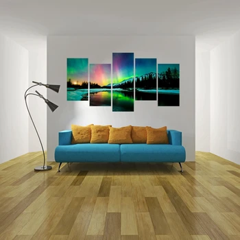 5 Panel HD Udskriv Farverige Aurora Borealis Lærred Maleri Hjem Indretning Væg Kunst Billedet Print Stue Wall Decor Drop Shipping