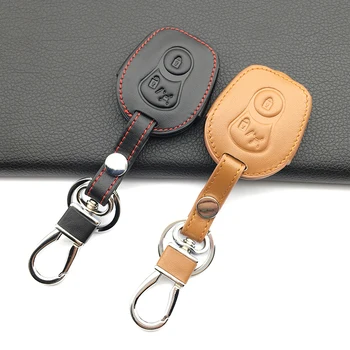 Høj kvalitet bil nøglering læder nøgle dække for Ssangyong fjernbetjening 2-knappen bil, smart key tilfælde Vigtigste tilbehør til bilen shell