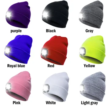 DIHOPE Vinter Unisex Varmere Strik hue Hat Knap Batteri-LED Beanie hue Hot Spot LED lys hat LED-lys forlygter