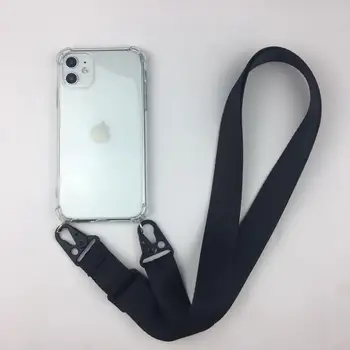Crossbody Kæde Rem Halskæde Phone Case For iPhone 12 11 Pro Xs antal XR 7 8 6S plus Gennemsigtige Bløde Cover Med Hals Lanyard