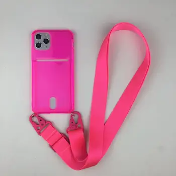 Crossbody Kæde Rem Halskæde Phone Case For iPhone 12 11 Pro Xs antal XR 7 8 6S plus Gennemsigtige Bløde Cover Med Hals Lanyard