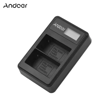 Andoer LCD2-NPF550 Dual USB Batteri Oplader til Sony NP-F550 NP-F570 NP-F530 NP-F330