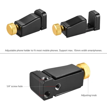 Andoer LC-12 Metal telefonholder Mini Mobiltelefon Klemme Stativ Adapter med 3 skruehuller til Smartphones Stativ Video Slider