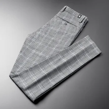 ICPANS Straight Slim Fit Plaid Bukser Mænd Business Kontor, Formelle Dress Pants Herre Tøj 2020 Sommer