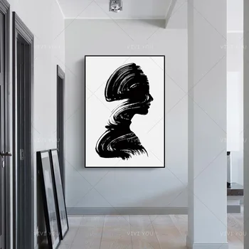 Bedste Håndmalet Kunst Kvinde, Sort Og Hvid Abstract Olie Maleri På Lærred Kunst Home Decor Væg Billeder Moderne