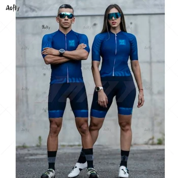 2021 Kafitt Blå Par, Cykling Tøj Triathlon Skinsuit Sæt Maillot Ropa Ciclismo Go Pro MTB Buksedragt Kits Sommer Gel Pad 34966